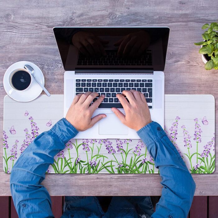 Мат для миші Sakura з квітковим дизайном, XL, 31.5 x 11.8 см, чорний, лавандовий