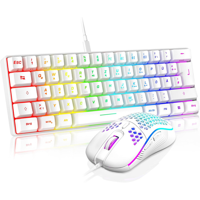 RedThunder Бездротовий комплект клавіатури та миші для геймінгу, QWERTZ DE, для PC, MAC, PS5, Xbox, офісу