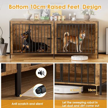 Клітка для собак для дому, 200 см, велика собача будка для 2 собак, XXL, міцна клітка з перегородкою, сучасна собача будка для дому, 4 двері для великих собак до 100 кг