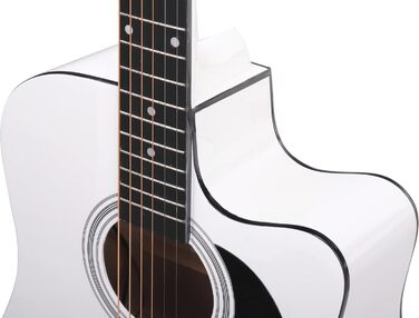 Класична акустична гітара Westerngitarre WS-10WH-CE з підсилювачем, Dreadnought, Cutaway, 3-Band EQ + Presence, Тюнер LCD, XLR та Klinke, білий глянцевий лак