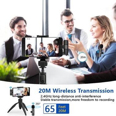 Беспроводной петличный микрофон 2St для iPhone/iPad: Plug-and-Play, шумоподавление, для видеоблогинга, YouTube, TikTok (2 шт.)