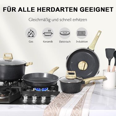 Набір посуду GiPP 17 предметів: каструлі та сковороди з антипригарним покриттям, сірий колір