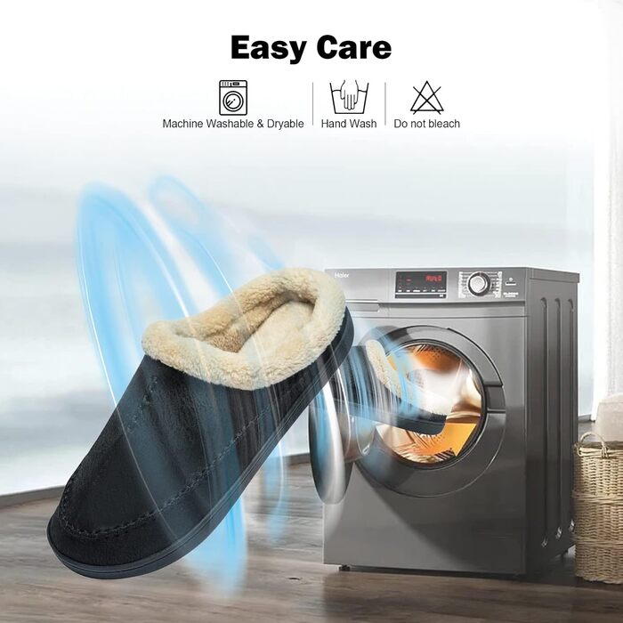 Тапочки чоловічі Miqieer з меморі-піною, теплі зимові плюшеві халапони (45/46 EU, 570 Чорний)