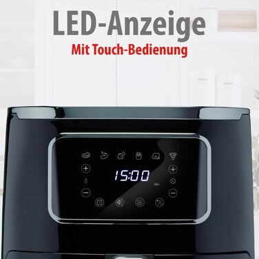 Фритюрниця Alpina Airfryer 4.5L з цифровим дисплеєм - фритюрниця без олії, 1450W, для 1-4 осіб, регулювання температури 80-200°C, таймер