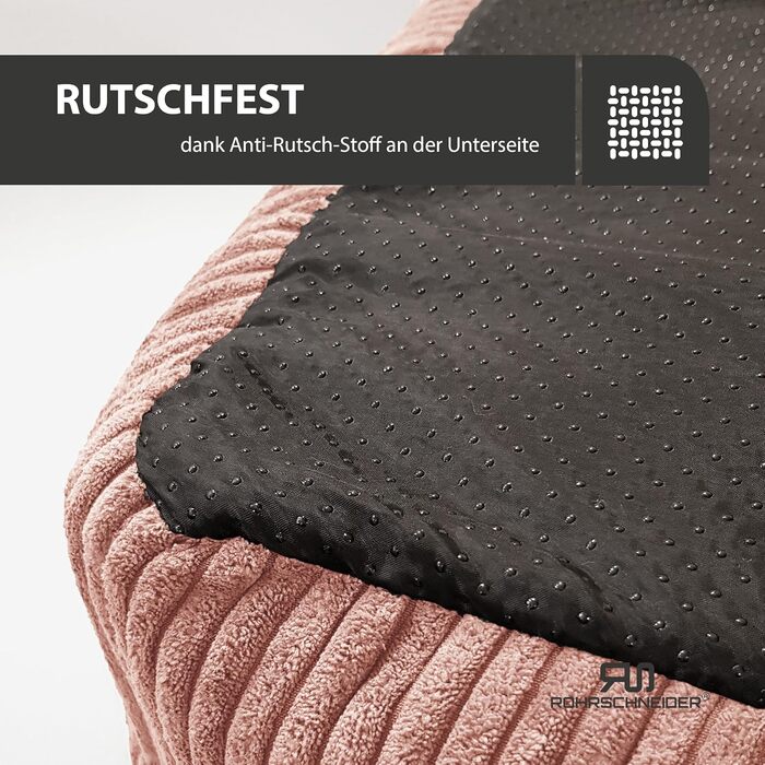 Rohrschneider Washable Dog Bed for Small and Medium-Sized Dogs with Dog Cushion Cord (approx. 70x50 cm) incl. Poop Bags (Powder Pink, Cord Fabric Wide)