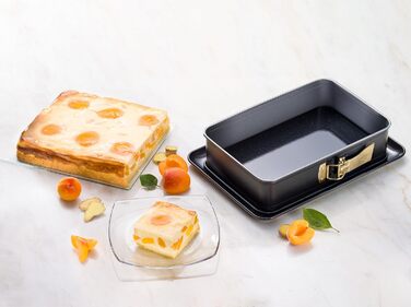 Форма для випікання Dr. Oetker прямокутна з антипригарним емальованим дном, 28x18 см, стійка до подряпин, із сервірувальним дном