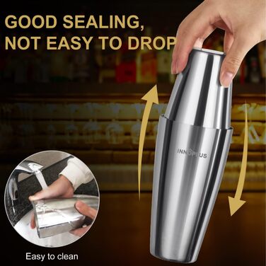 Набір для приготування коктейлів, професійний шейкер Boston, 12 предметів, нержавіюча сталь