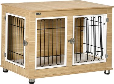 Клітка для собак PawHut з двома дверцятами, подушкою та двома засувками, металева, для дому, 90 x 58 x 65 см, колір дуб