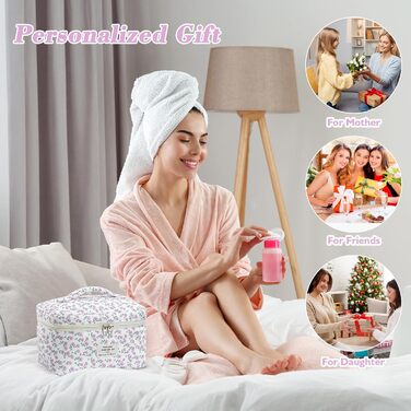 Набір косметичок 3 шт. з квітковим принтом для жінок та дівчат | Косметичка для подорожей та повсякденного використання | Набір косметичок з вишивкою (фіалково-павлинний)