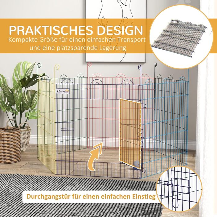 PawHut® вольєр для цуценят, огорожа для собак, вольєр-загон, 120x60x80 см (різнокольоровий)