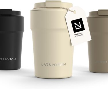 Термокружка для кави та чаю LARS NYSØM 380 мл Almond Beige | Термокружка з нержавіючої сталі, ізольована, з кришкою, що не протікає | 0,38 л
