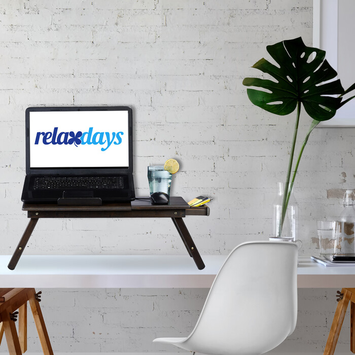 Relaxdays Bamboo Laptop Table, Dark Brown
