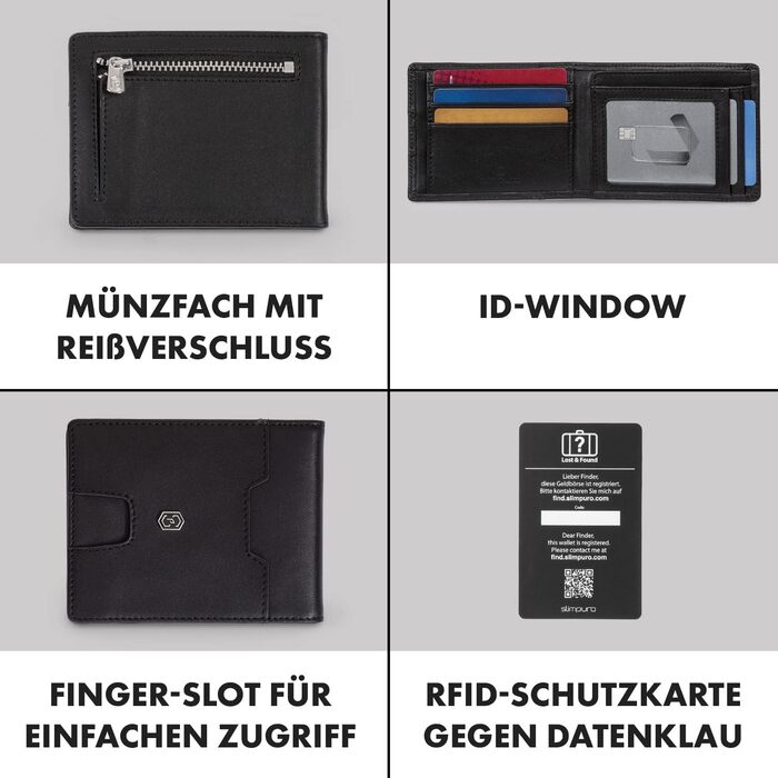 ZNAP® Slim Wallet - Тонкий картхолдер для чоловіків | RFID захист | Чорний | 8 карт