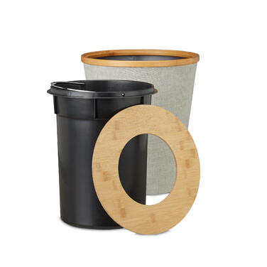 Relaxdays Bamboo Round Waste Bin