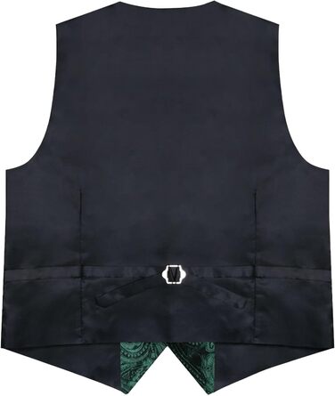 Костюмний комплект DiBanGu: жилет, краватка, нагрудна хустка, запонки, лапєль-кліп (7 предметів) з паєчним візерунком, смарагдовий колір, XL