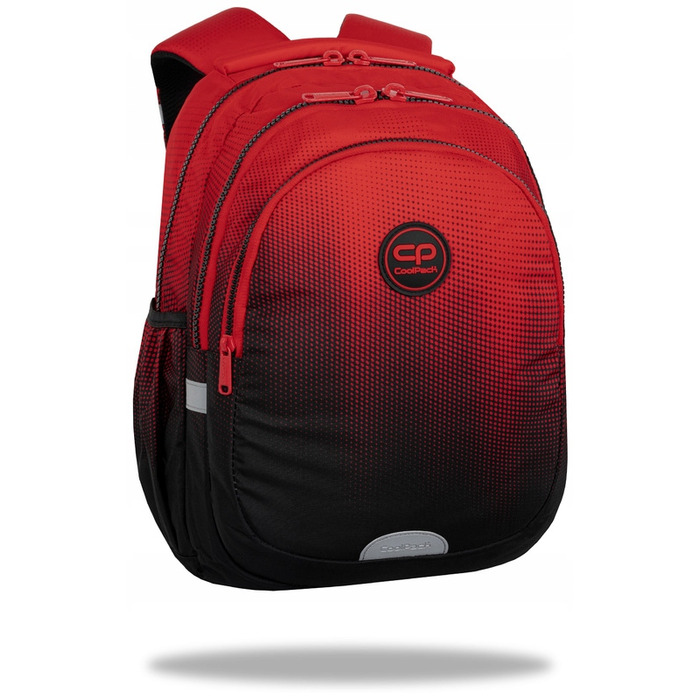 Багатовідсіковий шкільний рюкзак CoolPack, чорний з червоним, 21 л