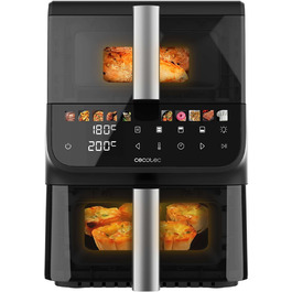 Фритюрниця Cecotec Cecofry DuoLevel 10000 DuoSize: 10 л, вертикальний дизайн, 2 контейнери, 10 меню, 80-200 ºC, сенсорний екран, чорний | з вікном