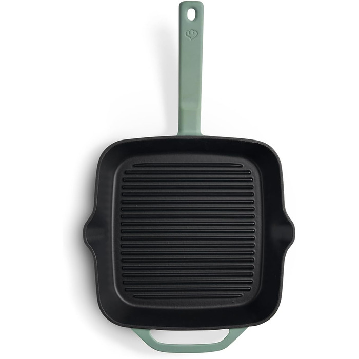 Чавунна гриль-сковорода Springlane Mint 26 см - Емальована сковорода для стейків з ребрами гриля, підходить для всіх плит, включаючи індукційні