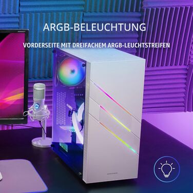 Ігровий корпус для ПК Mars Gaming MC-U3 White, ATX XL, 3 ARGB вентилятори 120мм, загартоване скло