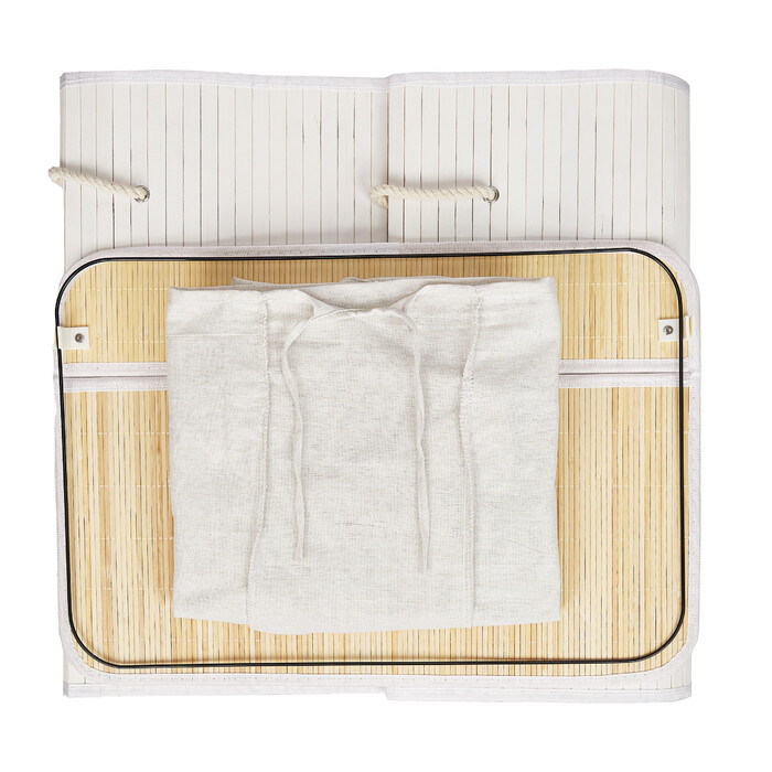 Relaxdays Bamboo Laundry Basket with 3 Compartments