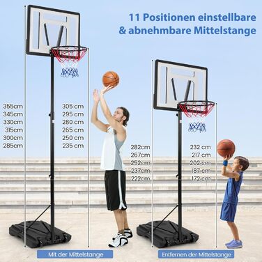 COSTWAY Adjustable Height Basketball Stand - Outdoor Basketball Hoop with Stand & Wheels - Mobile Basketball System with Ball Storage - for Kids & Adults (172-305cm)