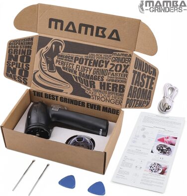 Електричний подрібнювач спецій і трав Mamba, легкий, USB, 0,75 г, чорний, для однієї руки