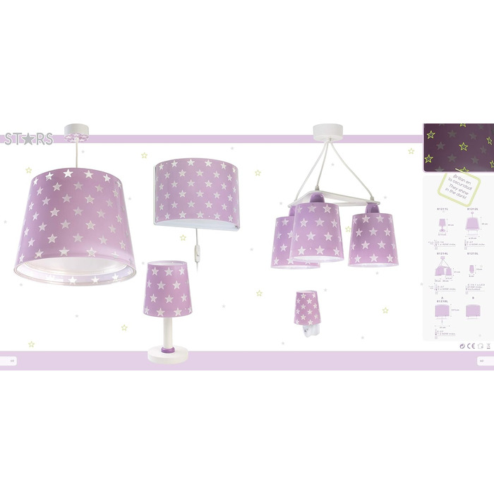 Ceiling Lamp for Kids' Room, Pendant Light, Hanging Lamp, Ceiling Light for Kids, Star Lamp for Kids' Room, Malva, 81212L, E27