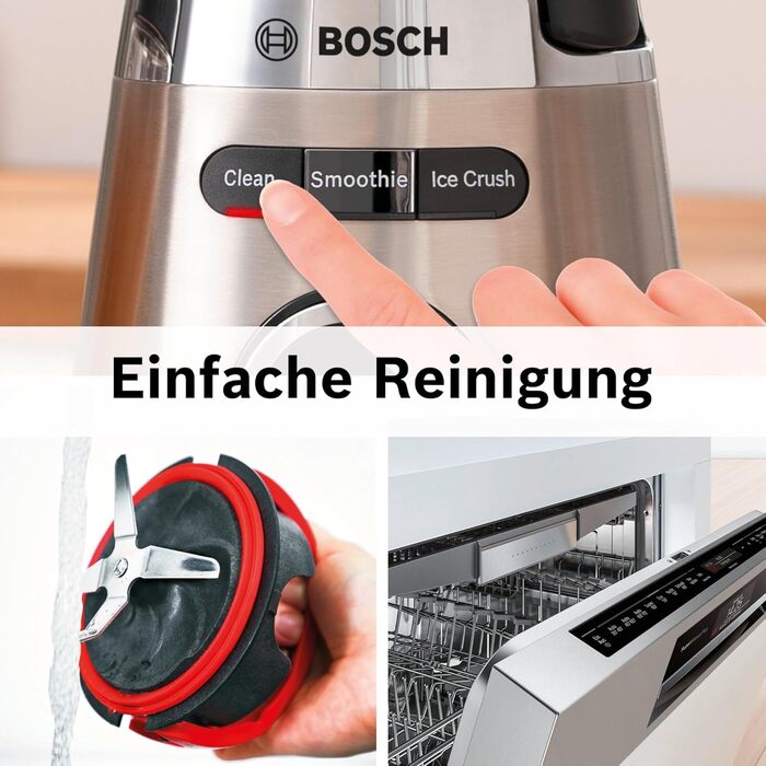 Bosch VitaPower Series 4 Stand Mixer MMB6382MN, improved version, high-quality stainless steel blades, 1.5L Thermo-Safe glass jar, tamper, dishwasher-safe parts, 30,000 RPM, 1200W, stainless steel stand mixer with improved mixing jug