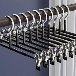 10 металевих кріплення для штанів, шкарпеток та спідниць, 30 см, антиковзаючі, хром, міцні, компактні, чорні (10 шт.)