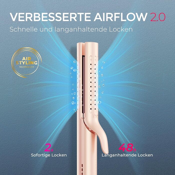 TYMO Airflow: Випрямляч та локони 2-в-1 з іонізацією - 32 мм, Goldblush