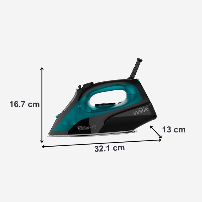 Праска Black+Decker Blau BXIR2200E з парою, 2200 Вт, пластик, 370 мл, 2400 Вт, 150 г/хв