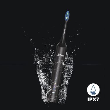 Електрична звукова зубна щітка Läschen, 5 режимів, з чохлом для подорожей, 4 насадки, USB-зарядка на 60 днів, таймер, IPX7 водонепроникність, чорна