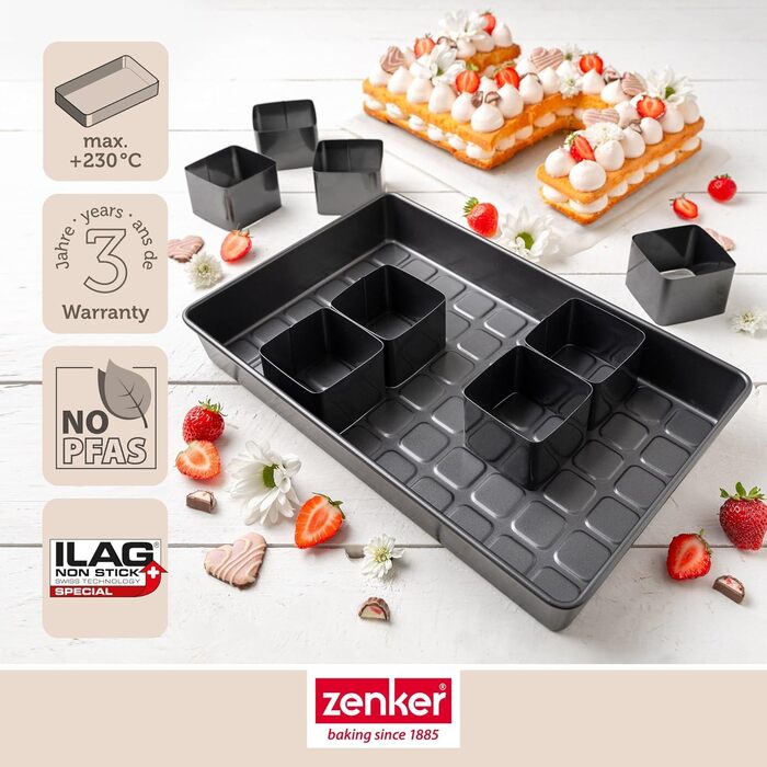 Набір форм для випічки Zenker (9 шт.) для креативних випечок, антипригарне покриття, стійкість до +230°C, чорний