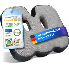 Ортопедична подушка для сидіння Healthfix® для офісу, авто та ін. З Memory Foam для комфортного сидіння та підтримки попереку. Полегшує біль та підвищує комфорт. Подушка для сидіння з Memory Foam, середній розмір (70-90 кг)