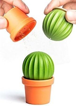 Qualy Design Studio Cactus Salt and Pepper Shakers in one. A great decorative and practical accessory for the kitchen and dining room. Cool salt shaker for tequila.