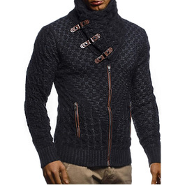 Чоловічий кардиган Leif Nelson з блискавкою, Regular Fit, довгі рукави, чорний/антрацитовий