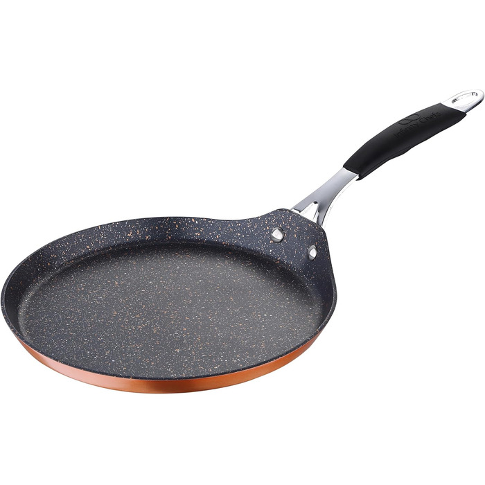 Bergner BGIC-1101 Crepe and Pancake Pan | Quantanium Non-Stick Coating | Copper | Silicone Handle | Forged Aluminum, 24 cm