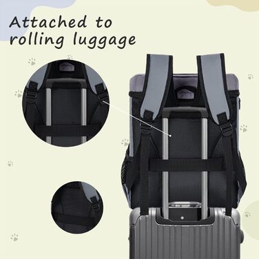 Чорний рюкзак для собак ANILD: TSA-сертифікований, з контейнерами для їжі та напування, органайзером для подорожей та кемпінгу