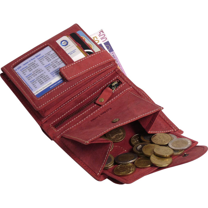 Harrys-Collection Women's Vintage Wallet with Heart Special Edition, Sizes: One Size, Colors: Red, Leather, RFID Protection