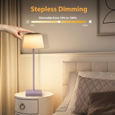 Світлодіодна настільна лампа Aigostar акумуляторна бездротова, димується сенсорно, 3 режими світла, водонепроникна IP54 для дому та саду - фіолетова