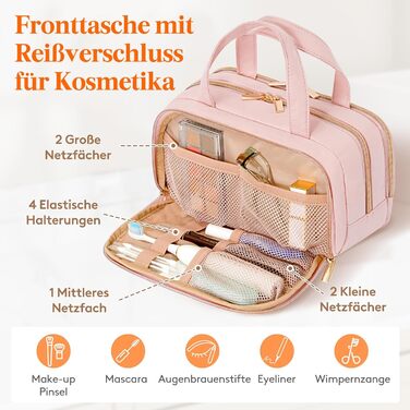 Lifewit Косметичка для подорожей 5L, Водовідштовхувальна, з відділенням для мокрого, Рожева