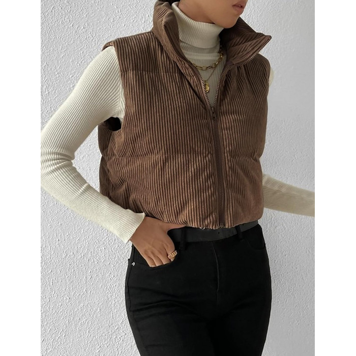 Жіноча куртка Gihuo з начосом та блискавкою, коротка модель (L, Кофе)