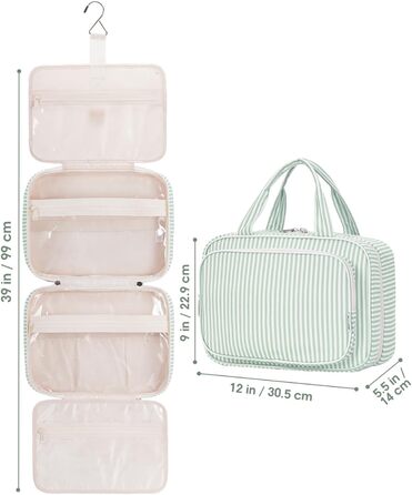 Набір для гігієни Narwey для дівчаток: велика косметичка/рюкзак для душу з сіткою, зелений колір