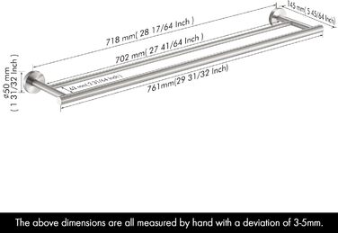 Тримач для рушників KES, подвійний, з нержавіючої сталі SUS304, 60 см, настінний, A2001S60