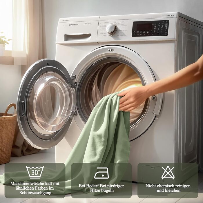 Штора для душу EurCross 180x200 см, водонепроникна, текстильна, зелена, з кільцями (1 шт)