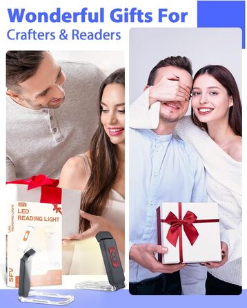 Ліхтарик для читання SFV з кліпсою, USB акумуляторний, 3 кольори світла (білий/бурштиновий/змішаний), 5 рівнів яскравості, для книг та дітей, чорний