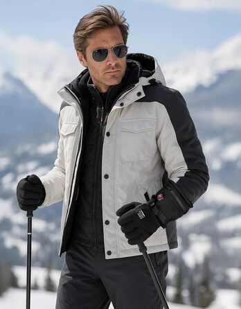 Обогревні рукавички KEMIMOTO з акумулятором 2500mAh, електричні зимові рукавички для чоловіків та жінок, рукавички з підігрівом та сенсорним екраном для катання на лижах, риболовлі, походів (Чорний, M)