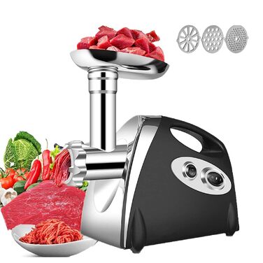 М'ясорубка електрична 800W з насадками для ковбас, нержавіюча сталь, чорна - багатофункціональний кухонний комбайн