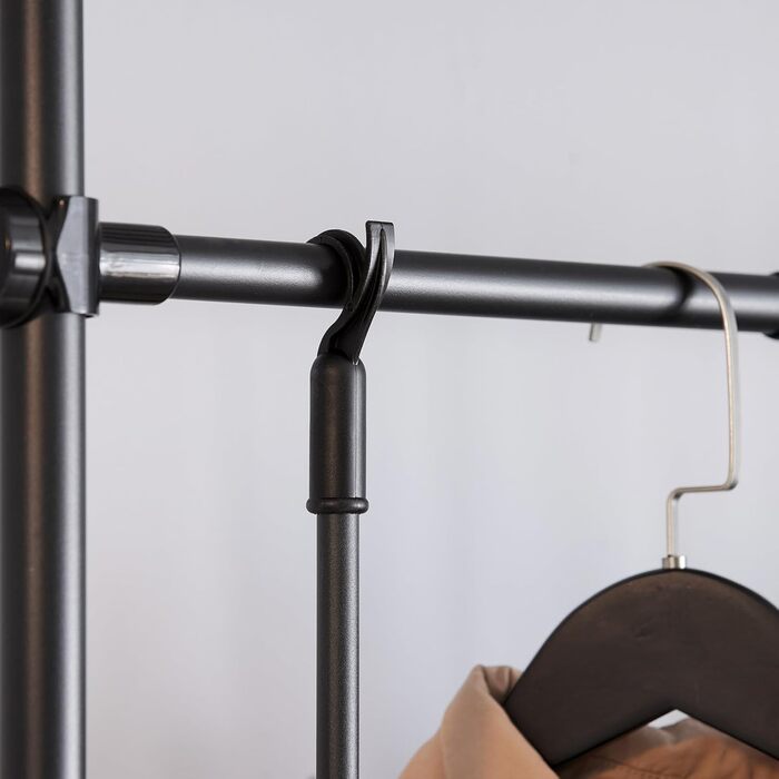 SoBuy KLS07-SCH Telescopic Clothes Rail Garment Rack with 1 Clothes Rail and 3 Shelves Telescopic Wardrobe System Adjustable Clothes Rack B (52-80) x H (233-295) cm