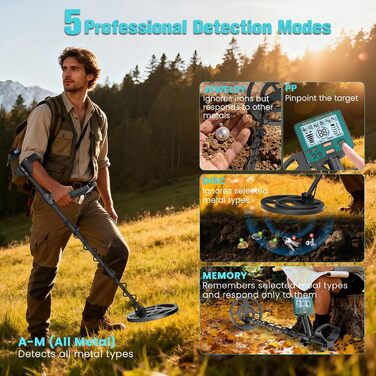 Металодетектор для дорослих та дітей, 5 режимів, професійний, для пошуку золота, IP68, водонепроникний, LCD дисплей, висока чутливість (GT966H)